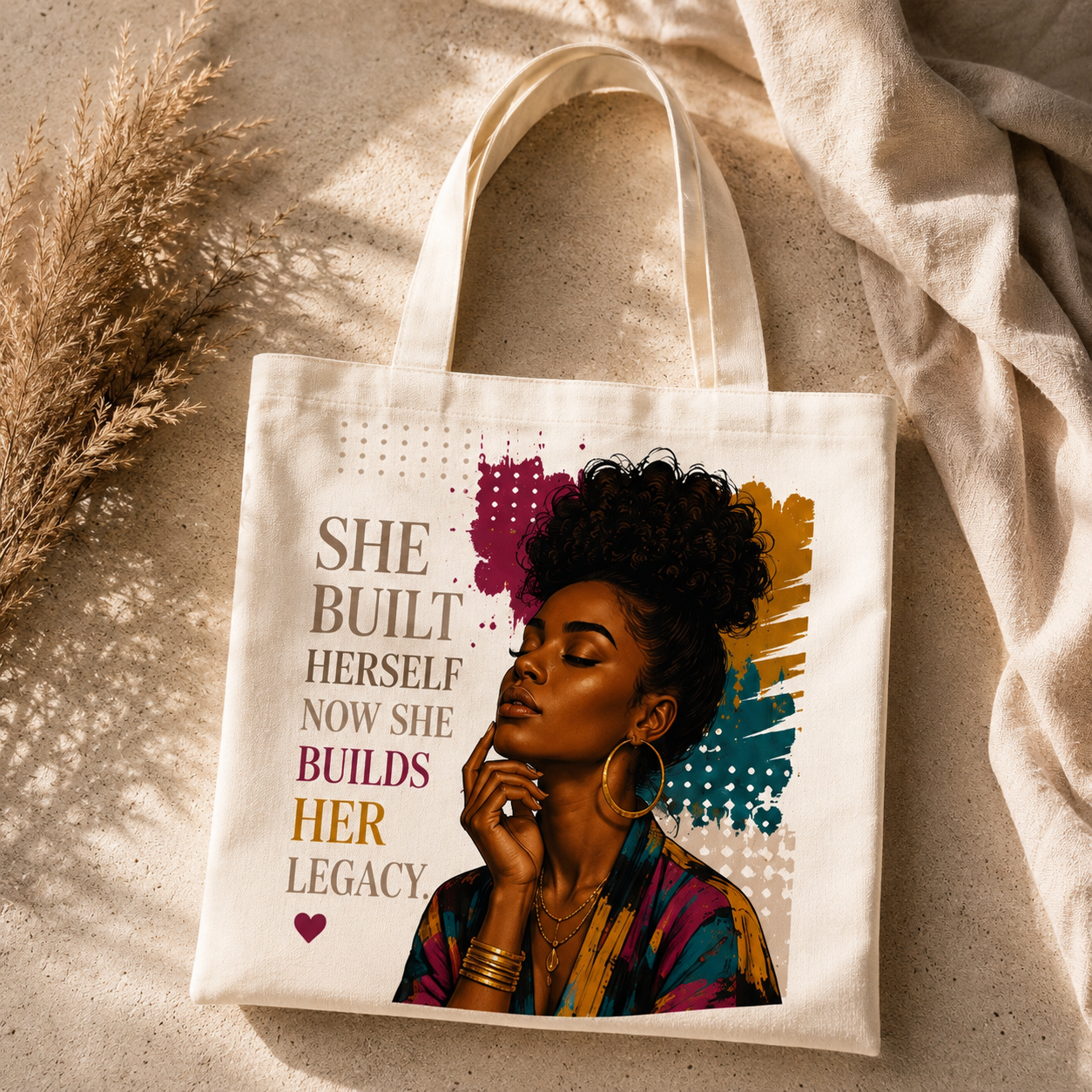 She Built Herself Canvas Tote Bag